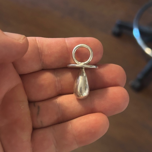 Sterling silver estate baby Binki rattle sucker pop pendant charm 1 3/8” - Picture 3 of 8